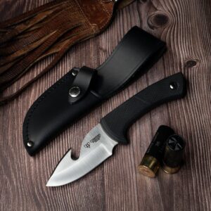CUDEMAN (133-H) black rubber handle, black leather sheath