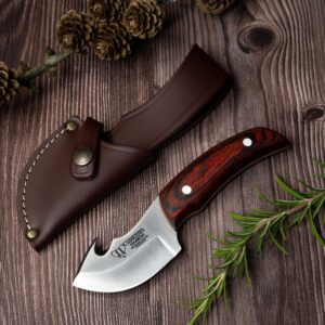 CUDEMAN (137-R) Satin red stamina handle, brown leather sheath