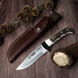 TURON (146-C)  stag scales, brown leather sheath