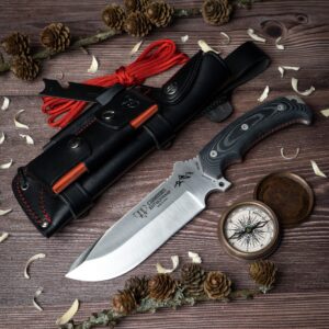 ENTRESIERRAS (155-MC) black micarta scales, black leather sheath with kit