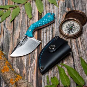 184-JA  juma blue scales, black leather sheath