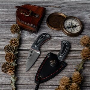 YODA (200-M) black micarta scales, black leather sheath