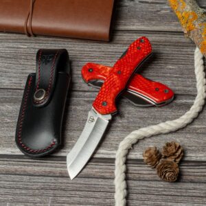 Tundra (346-JRF)  Red Juma Folder, Leather Sheath